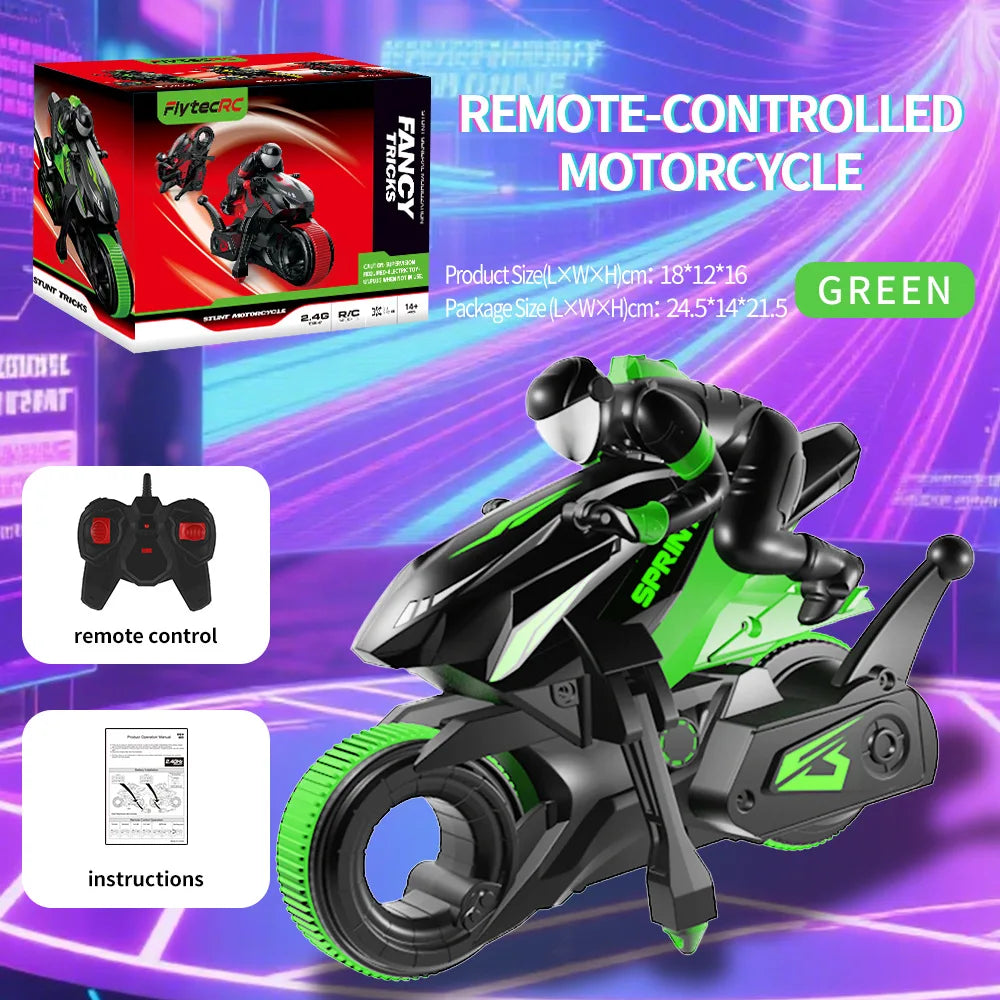 New Stunt Motorcycle 360 ° Rotation Remote Control Car High-Speed Drift Rc Racing Boy Toy Car Model Christmas Halloween Gift