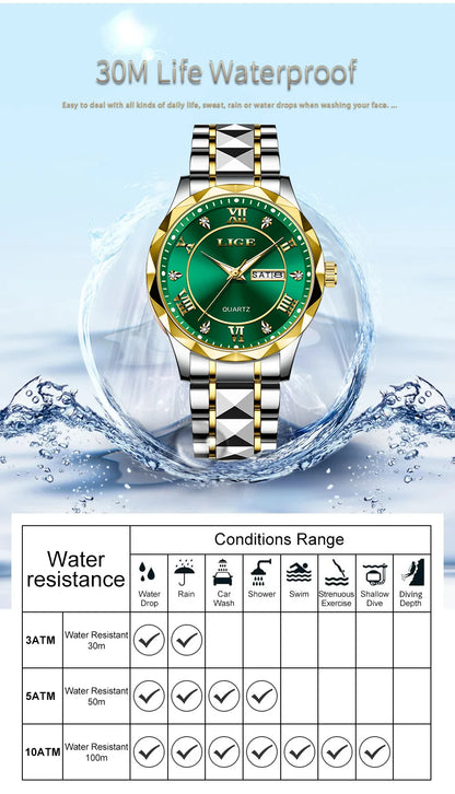 LIGE New Gold Watch Women Watches Ladies Creative Steel Women's Bracelet Watches Female Waterproof Clock Relogio Feminino+BOX.