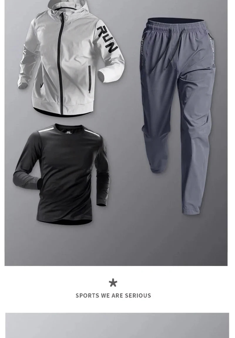 Men's Sportswear Set Quick-Dry Running Clothes Fitness Wear Morning Run Clothing Spring Autumn Basketball Training Jacket.