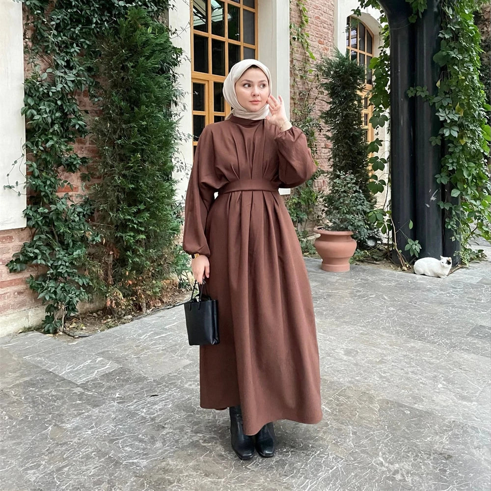 Ramadan Linen Abaya Dubai Turkey Islam Muslim Modest Dress Kaftan Prayer Clothes For Women Kebaya Robe Arabe Femme Musulmane.