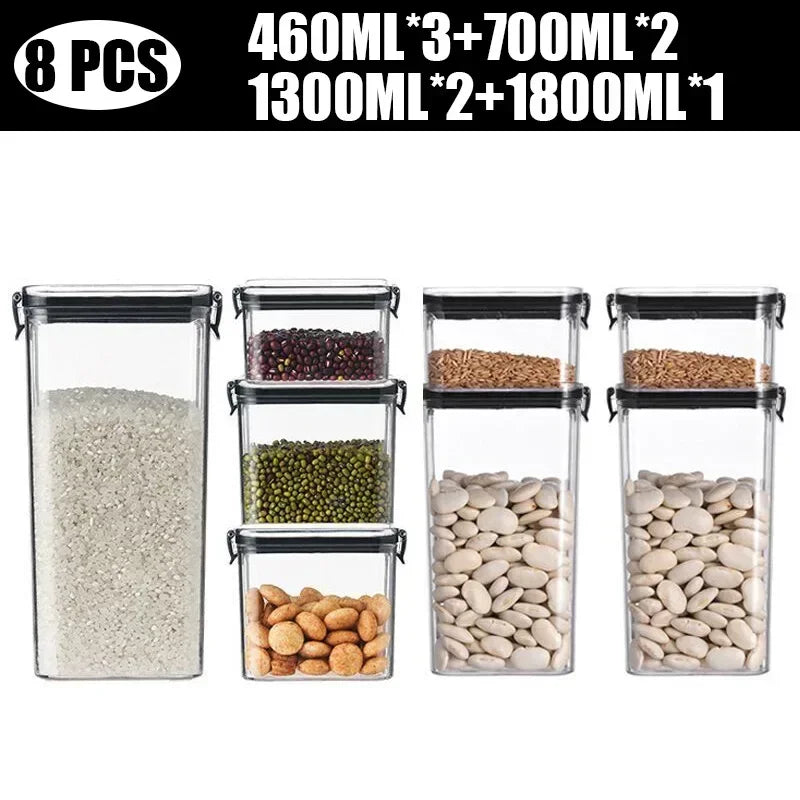 Dry Food Storage Box Food Containers Transparent Stackable Kitchen Spaghetti Noodles Sealed Tank Cans Organizers Bottles