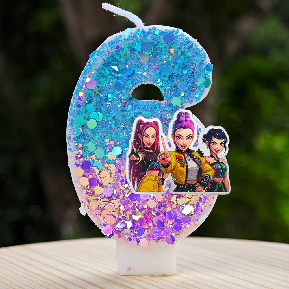 Anime Kpop Dämon Jäger Thema Kerze 3D Nummer 0-9 Kinder Geburtstag Kuchen Dekoration Baby Shower Party Zubehör geschenke