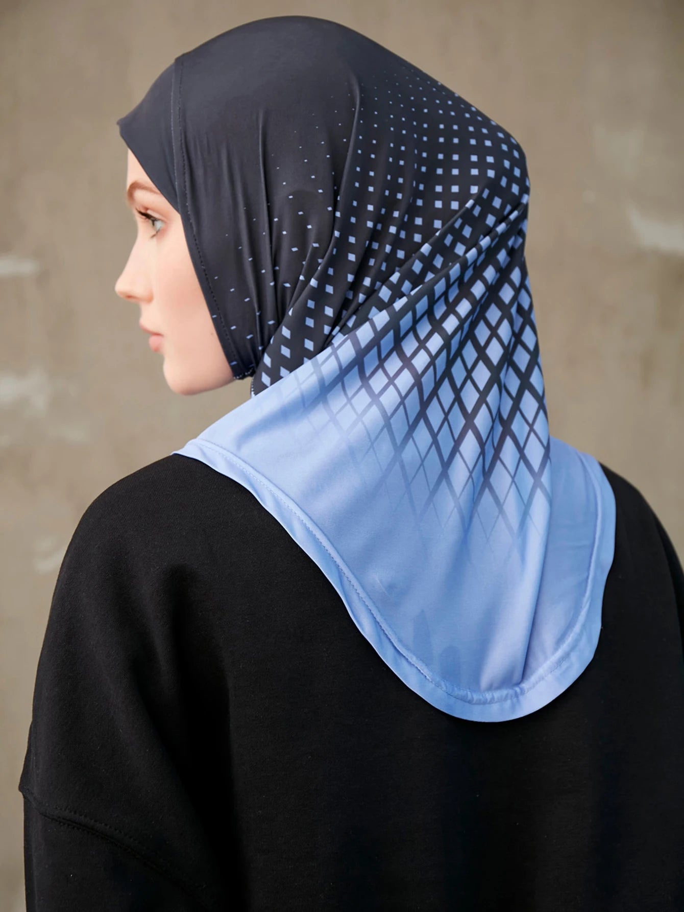 Sporty Muslim Inner Hijab Women Geometric Printing Pattern Instant Turban For Ladies Head Wrap Headband Header Model.