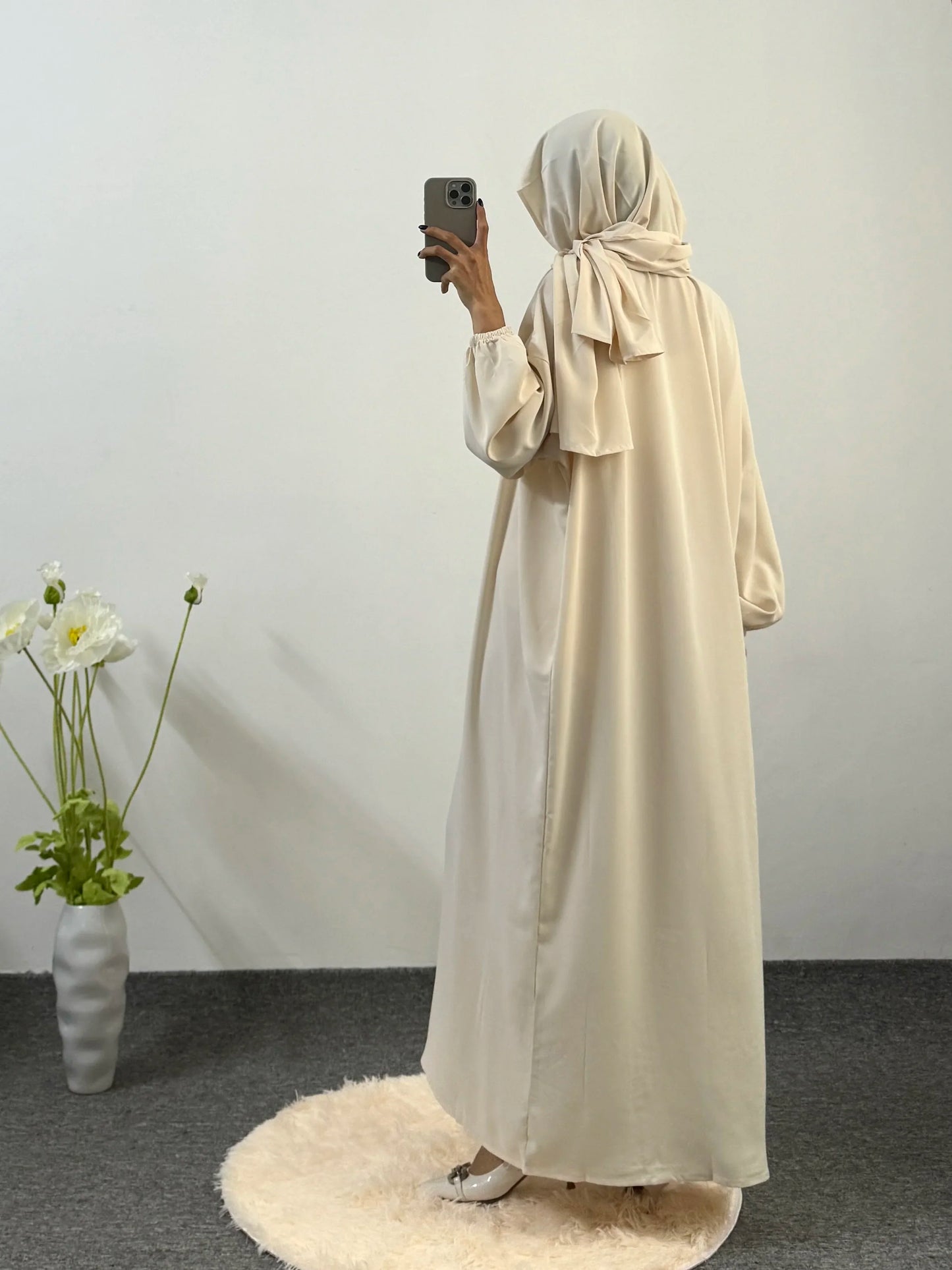 Ramadan Modesty Prayer Dress Women Jilbabs Kaftan Muslim Abayas Dubai Robe Hijab Smocking Sleeve Dresses Islamic Clothing.