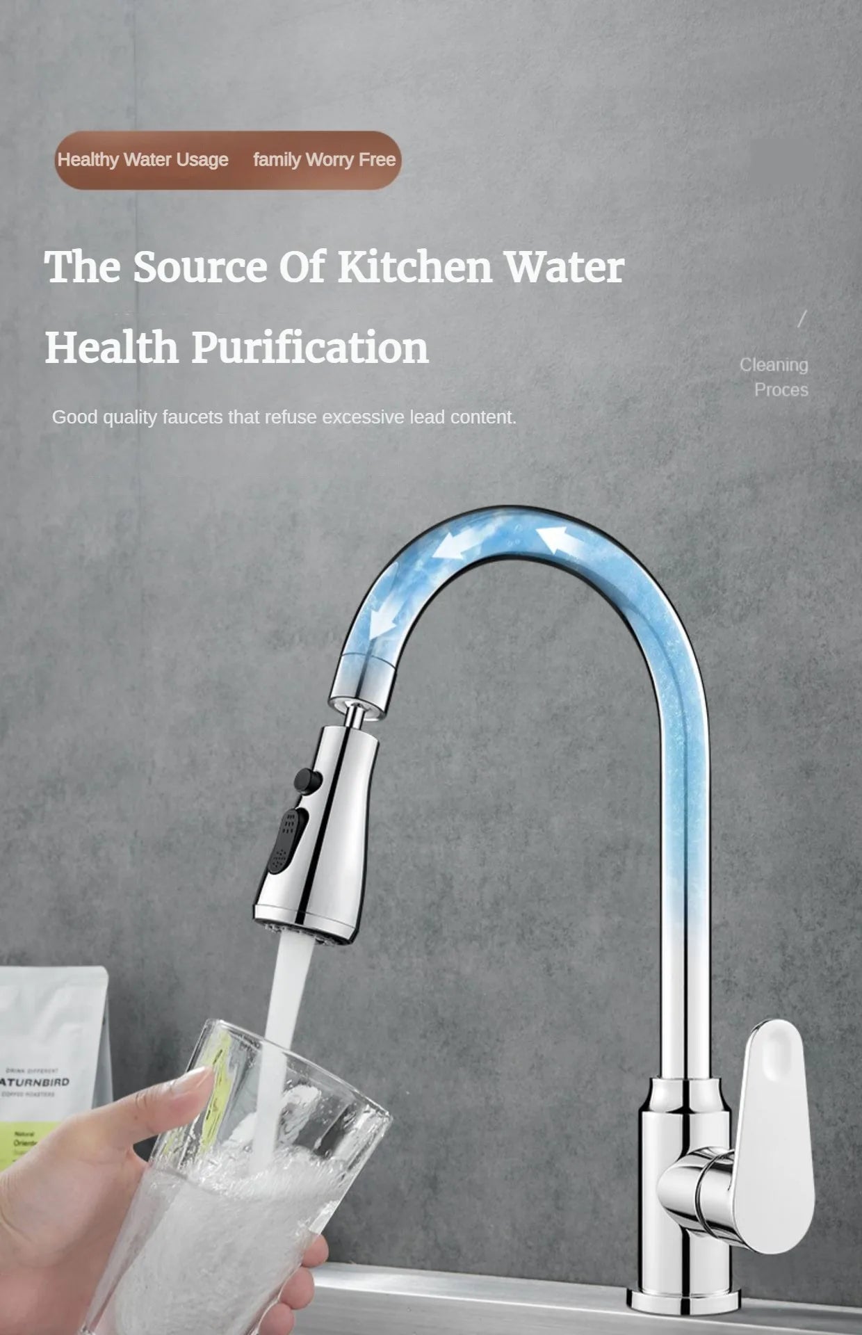 GEGVE Removable Kitchen Faucet  Flexible Head Hot Cold Faucets Tap Tap Mixer Manual Black for Kitchen Sink Adapted To Israel