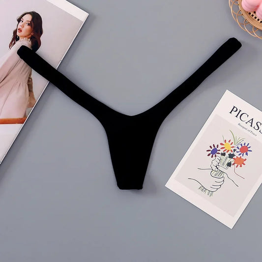 2/4pcs New Deep V Thong Women's Breathable  Line Sexy Hot Waist Mini Panties Bikini Bottom Thongs Female Panty Women Underwear.