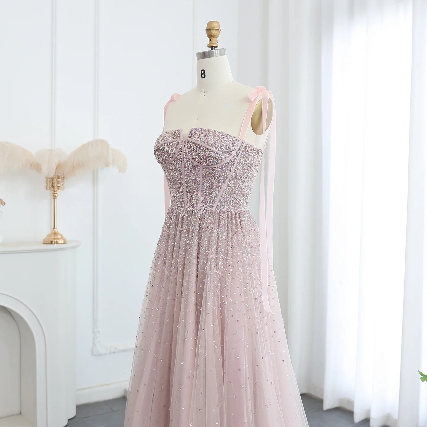 Sharon Said Luxus Perlen Blush Pink Dubai Abendkleid mit Trägern Weinrot Arabisch Arabisch Hochzeit Party Kleid SS263 Maßgeschneidert.