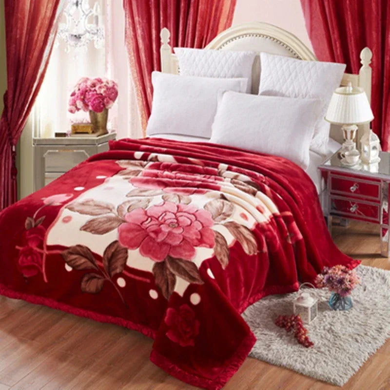 Blanket Double Thickened Raschel Winter Wedding Quilt Blanket Warm Coral Fleece Cashmere Blanket Double