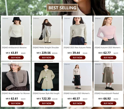 ZIQIAO Retro Mid-length Straight Skirt for Women 2025 Autumn and Winter New Slit Woolen Skirt Commuting Soft Warm British Style.