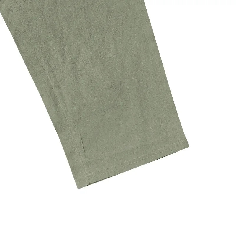 Frühling Sommer Dünne männer Casual Leinen Hosen Strand Stil Kordelzug Gerade Bein Lange Hosen Hochwertige Bequeme Passform