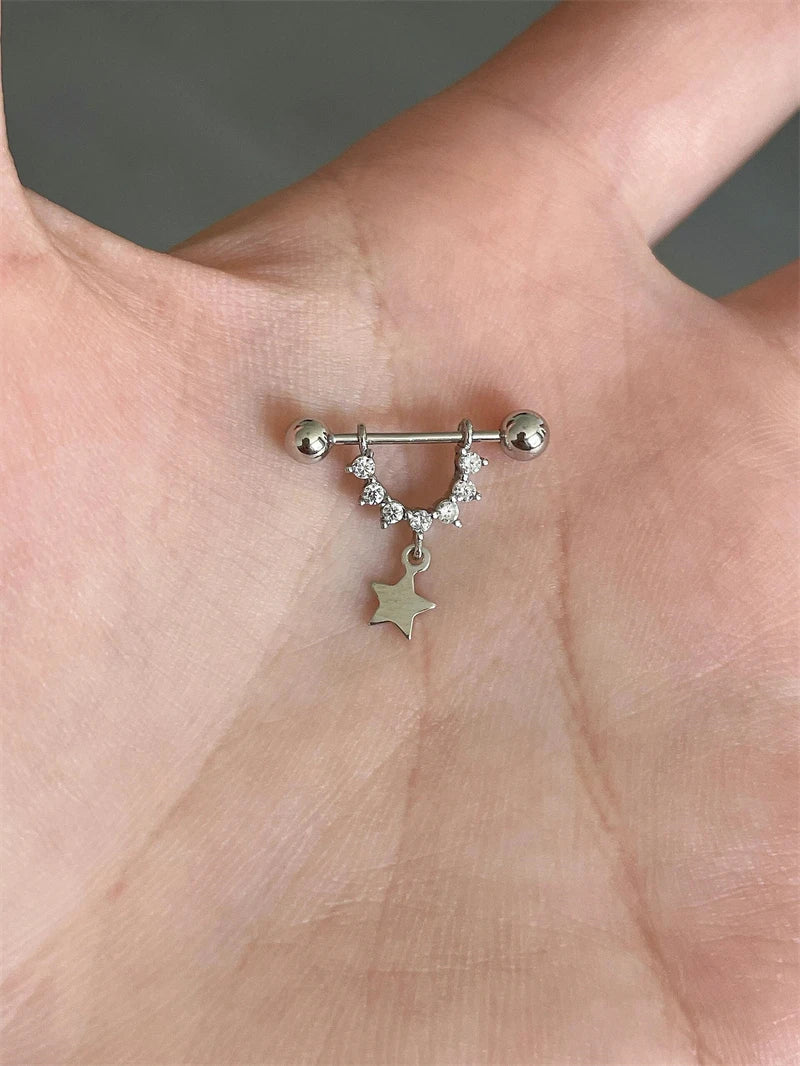 1 PCS Star Silver Color 316L Stainless Steel Ear Bone Nail for Women New Fashion Allergy Prevention Jewelry Gifts.