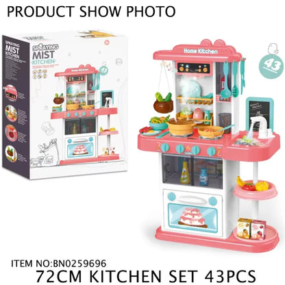 Big Spraying Mist Children Kitchen Electric Home Kitchen Play Toys Set With Water Tap.