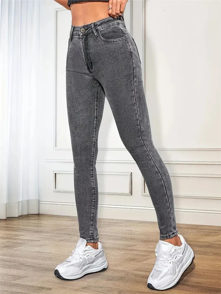 Women Stretch Skinny Jeans Lady Slim Fit Pencil Jeans Girls Leggings Straight Leg Denim Pants Blue Gray Black Sexy Long Trousers.