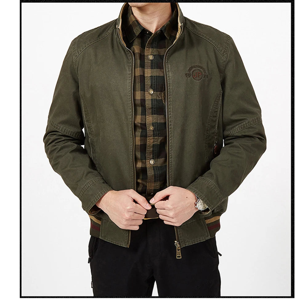 DIMUSI Autumn Men's Double-sided Military Jacket Casual Man Cotton Business Coats Fashion Men Multi-pocket Jackets Clothing 8XL.