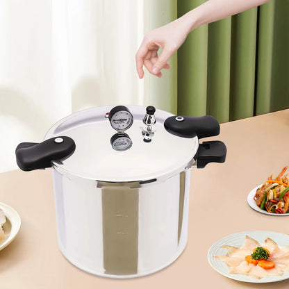 22L Aluminium Alloy Pressure Canner 90Kpa Thickened Explosion-proof Pressure Cooker Pot with Pressure Gauge and Safety Valve.