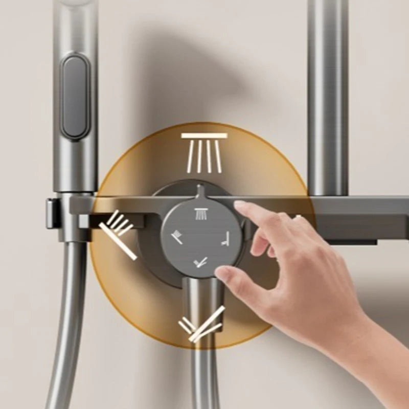 Four Ways Water Outlet Shower System Rainlfall Pressurized Sunflower Shower Set Wall Mounted Hot Cold Bathroom Shower Faucet Set