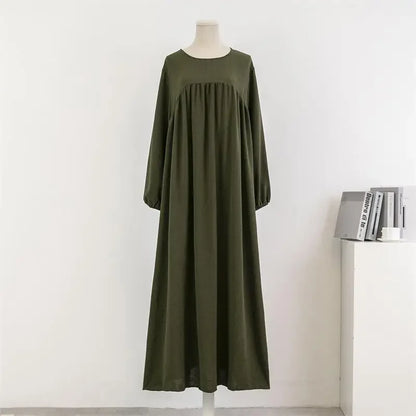 Muslim Loose plus Size Long Sleeve over Knee Pure Color Hooded Gown Spring Autumn Cross Border Fashionable Maxi Dress.
