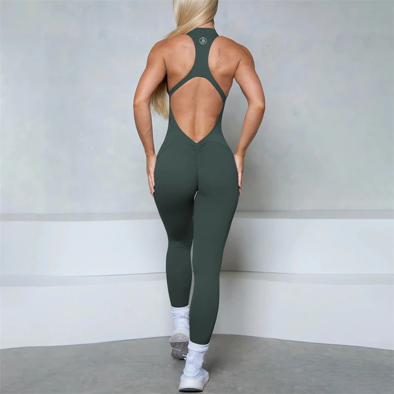 2025 Allure The Brand Zipper Women Tracksuit Yoga Set One Piece Jumpsuit Workout Scrunch Legging Rompers Sport Gym Active Suit