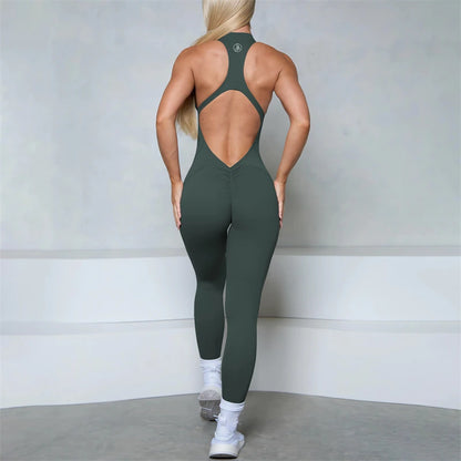2025 Allure The Brand Zipper Women Tracksuit Yoga Set One Piece Jumpsuit Workout Scrunch Legging Rompers Sport Gym Active Suit