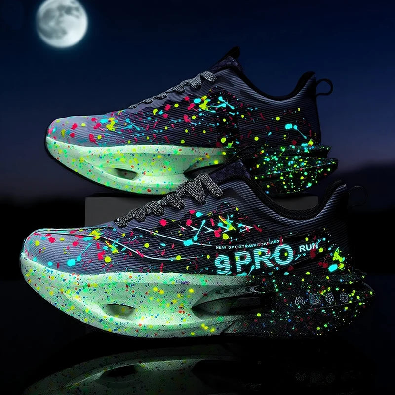 New Soft Sole Cushioning Men's Running Shoes for Women High-quality Road Jogging Shoes Light Comfy Sneakers Reflective Night Run.