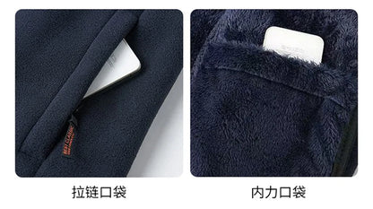Men's Polar Fleece Jacket Winter Windproof Stand Collar Coat Zip-Up Thermal Fleece Lined Coats Casual Warm Outwear Men Clothing.