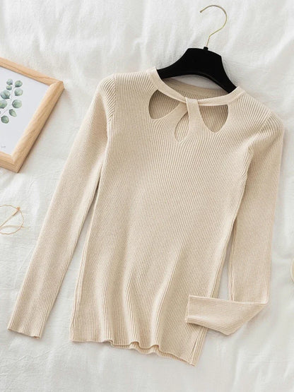 2025 Fashion Hollow Out Women Sweaters Autumn Winter Tops Slim Women Pullover Knitted Sweater Basic Solid Jumper Soft Warm Pull.