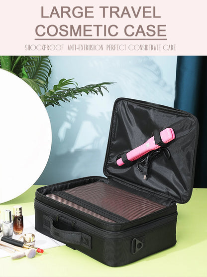 Three-layer Cosmetic Case Large Waterproof Oxford Cloth Manicure Makeup Toolbox,Travel Underwear Storage Box.