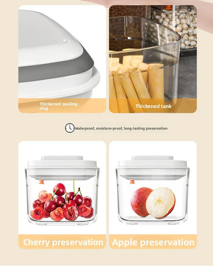 Square press storage tank sealed tank kitchen grains plastic candy jar fruit powder box transparent storage tank.