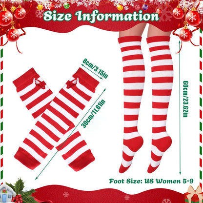 2Pair/Set Women Gothic Punk Over Knee Long Stripe Socks Girl Arm Sleeve Gloves Thigh High Cotton Socks Sweet Cute Soks Hosiery.