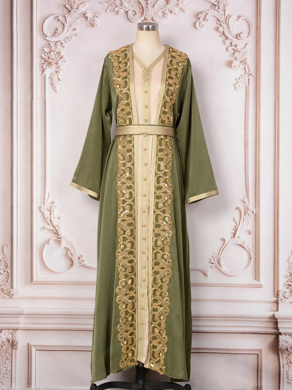 Naher Osten Mode Schwerindustrie Nagelperle eingelegter Diamant Muslimisches Gewand Damen langer Rock elegantes Abendkleid Kleid.