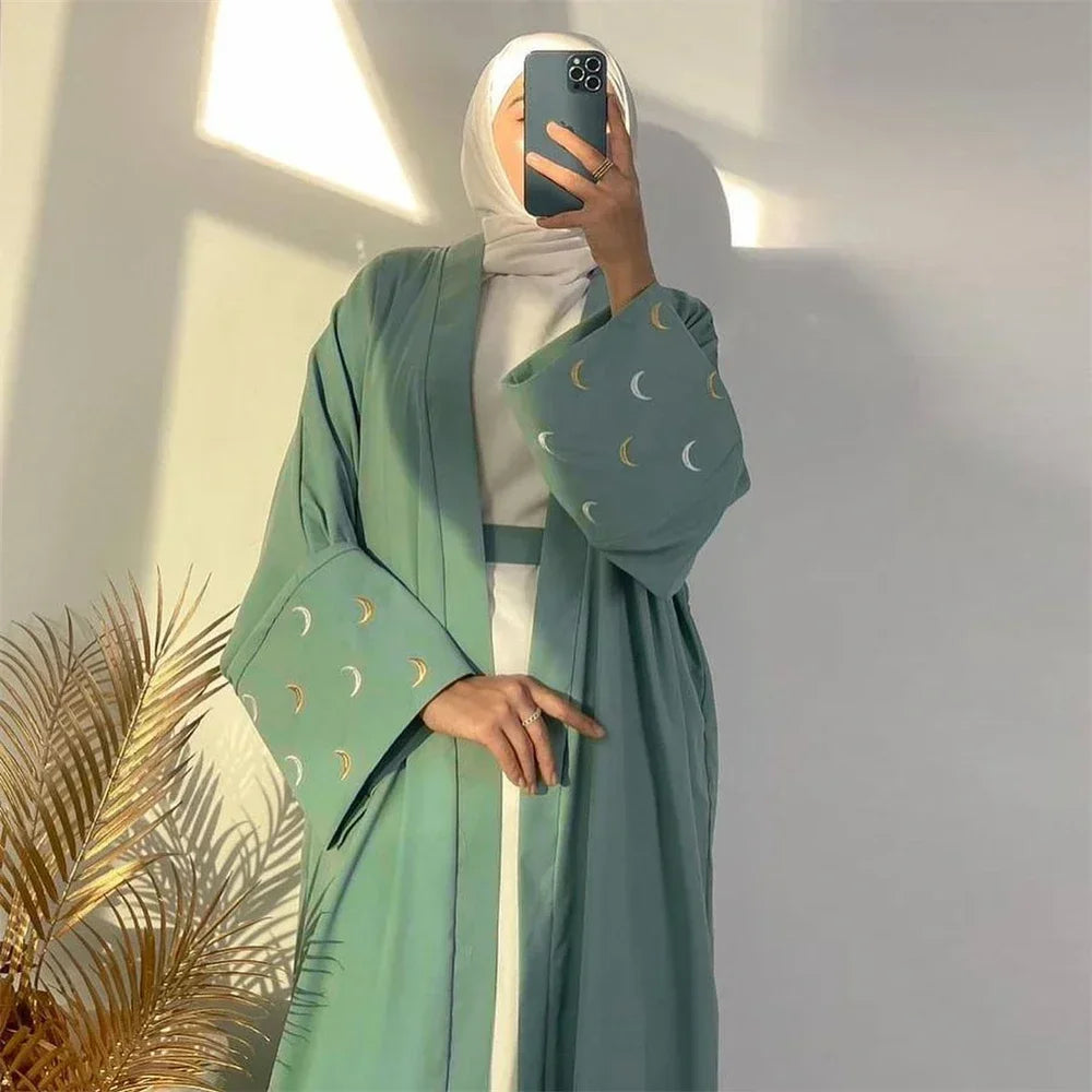 Women Dress Soft Nida Nursing Mother Abaya with Side Zip Front Islamic Clothing Puff Sleeves Breastfeeding Abaya Modest Dresses.