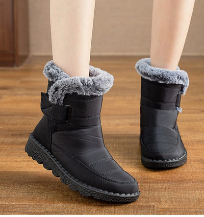 Boots 2025 Women's Boots Fur Botas Mujer Super Warm Winter Boots For Snow Women Low Heels Winter Shoes Woman Black Rubber Boot.