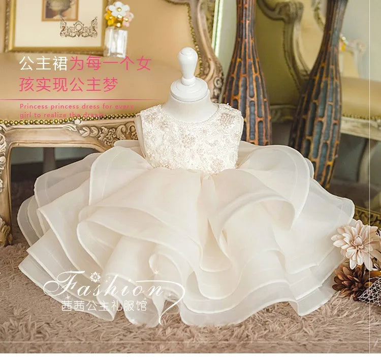 Blumenmädchenkleid Hochzeitskleid 2024Neues Modenschau-Performance-Kleid zum ersten Geburtstag für Kinder Prinzessinnenkleid für Mädchen Flauschig.