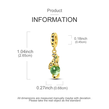 Gold Series DIY Charms Bead Original 925 Sterling Silver Inlaid Zirconium Sun Leopard Pendants Fit Bracelet Jewelry Gift Marking.