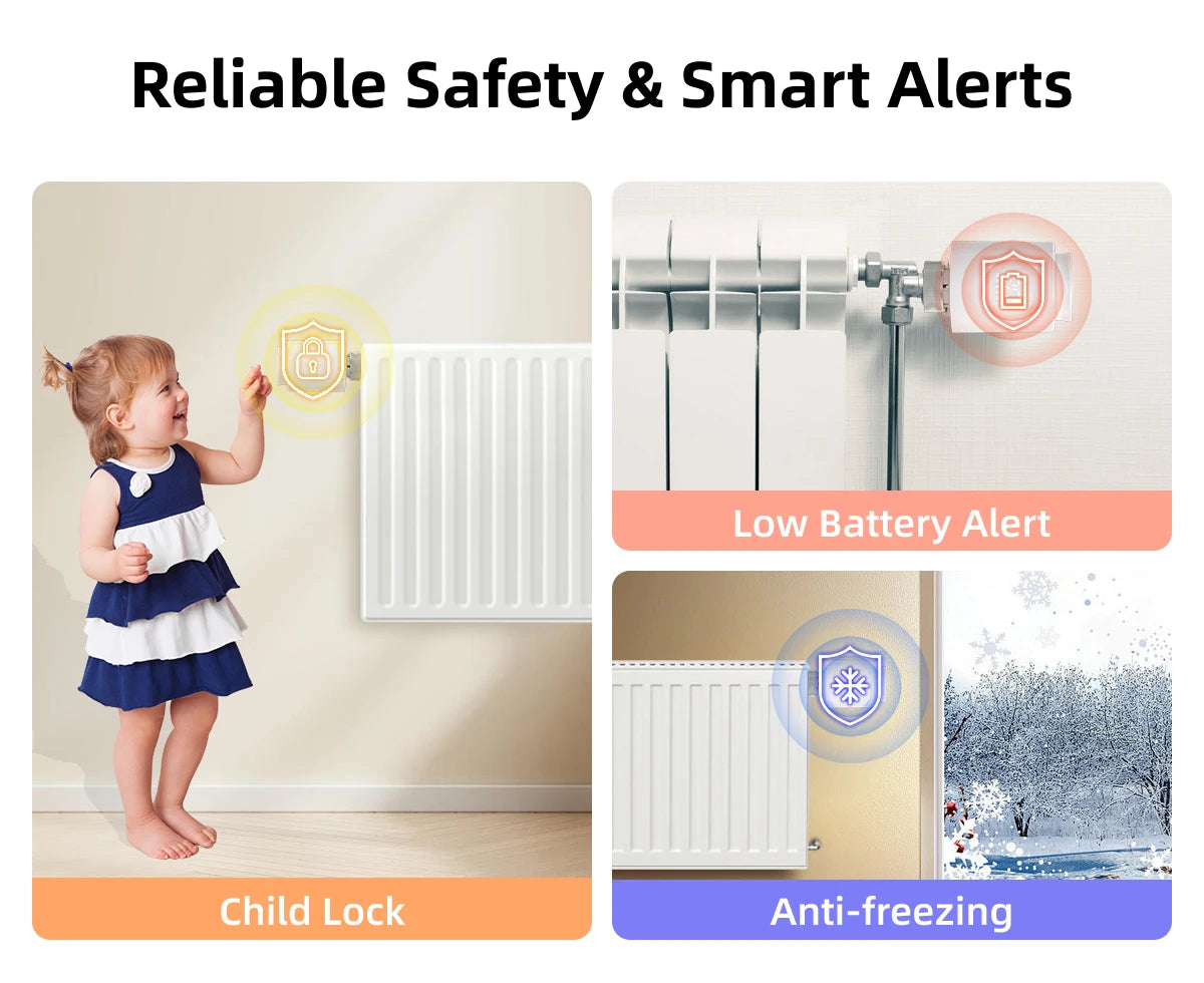 EZAIOT Smart Tuya Wifi/ZigBee3.0 Radiator Actuator TRV Programmable Thermostatic App Remote Temperature Controller Alexa Google.