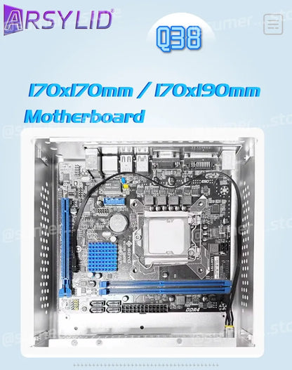 ARSYLID Q38 ITX Aluminum Chassis Pull-Out Style Mini Case 58mm CPU Radiator.