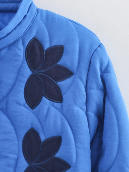 TRAFZA 2025 Herbst Frauen Stepp Crop Mantel Floral Stickerei Einreiher Langarm Jacke Winter Warme Vintage Oberbekleidung.