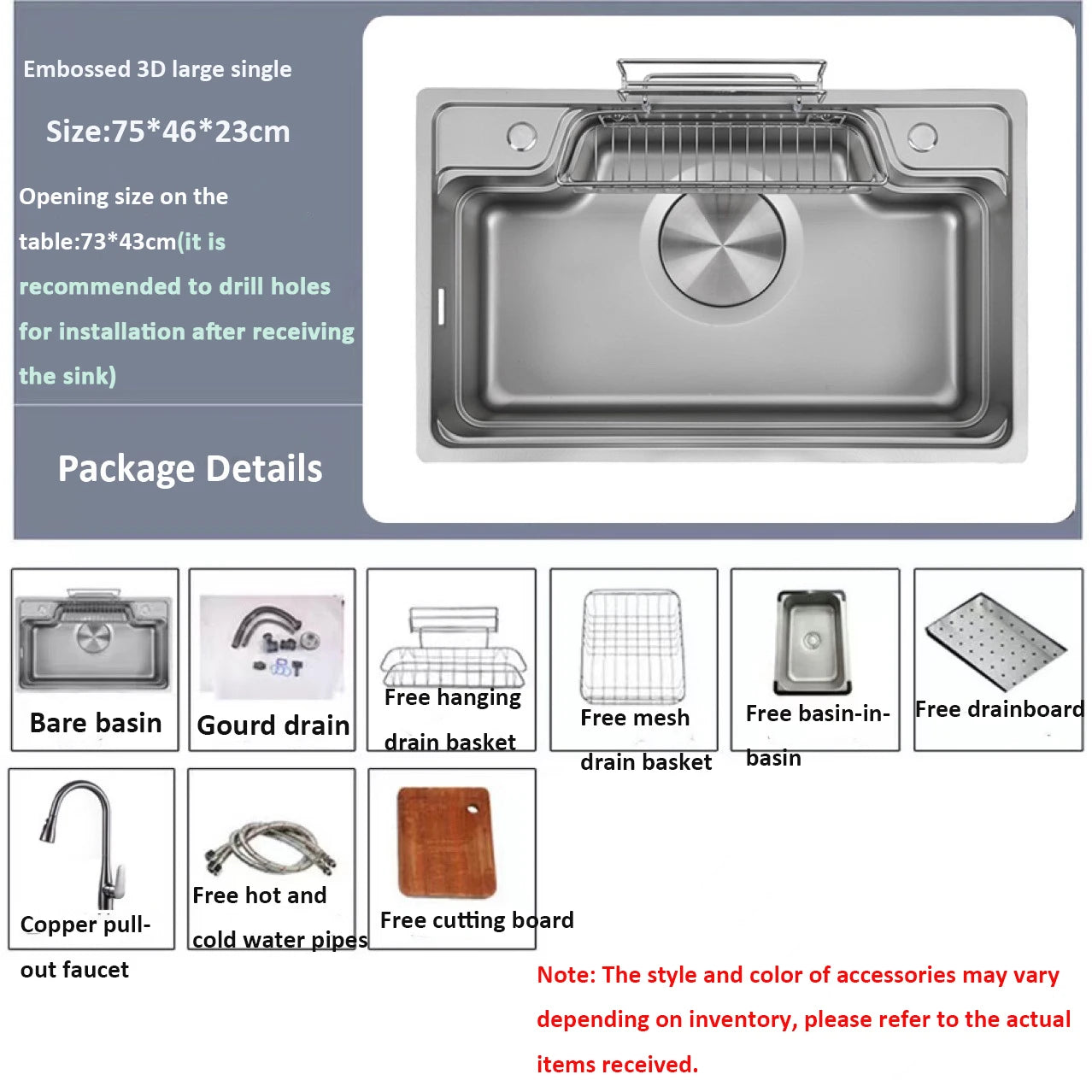 Japanese 3D Flat Large Single Slot Little millet grain Nano 304 Stainless Steel Kitchen Sink Wash Basin Dish Basin for Household