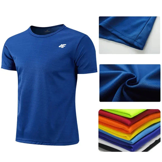 Men's Summer Exercise Trainning T-shirt High Quality Breathable Quick Dry Short Sleeved Top Marathon Gym Fitness Basketball Tees.