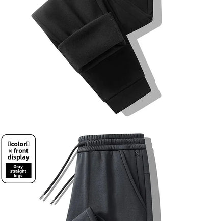 Men's Plus Size Pants Thickened Fleece Lined Thickened Autumn Winter Casual Trousers Loose Warm Outerwear Cold Proof Clothing.