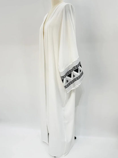 White Black Open Batwing Kimono Abaya Dubai  Islam Muslim Dress For Women Kebaya Kaftan Robe Musulmane Caftan Marocain Femme.