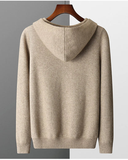 One-piece Hat with Pocket Men's Pullover 100% Cashmere Knitted Sweater Casual Comfortable Top Base Shirt Men's Clothing.