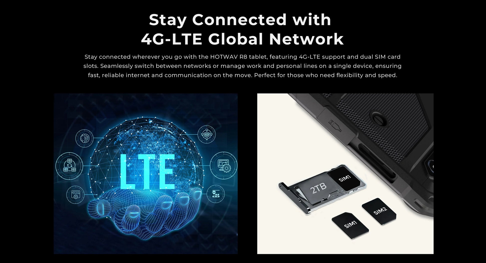 Rugged Tablet HOTWAV R8, 12 (4+8) Go + 128Go, 10.1'', 5MP Front + 13MP Rear Cameras, Android 14.0, 10800mAh Battery, Dual SIM, GPS, 4G.