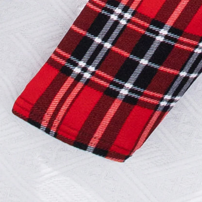 Three Piece Set For Winter Girls Cute And Warm Christmas Plaid Printed Jacket Long Sleeved Pants Princess Birthday Party Dress.