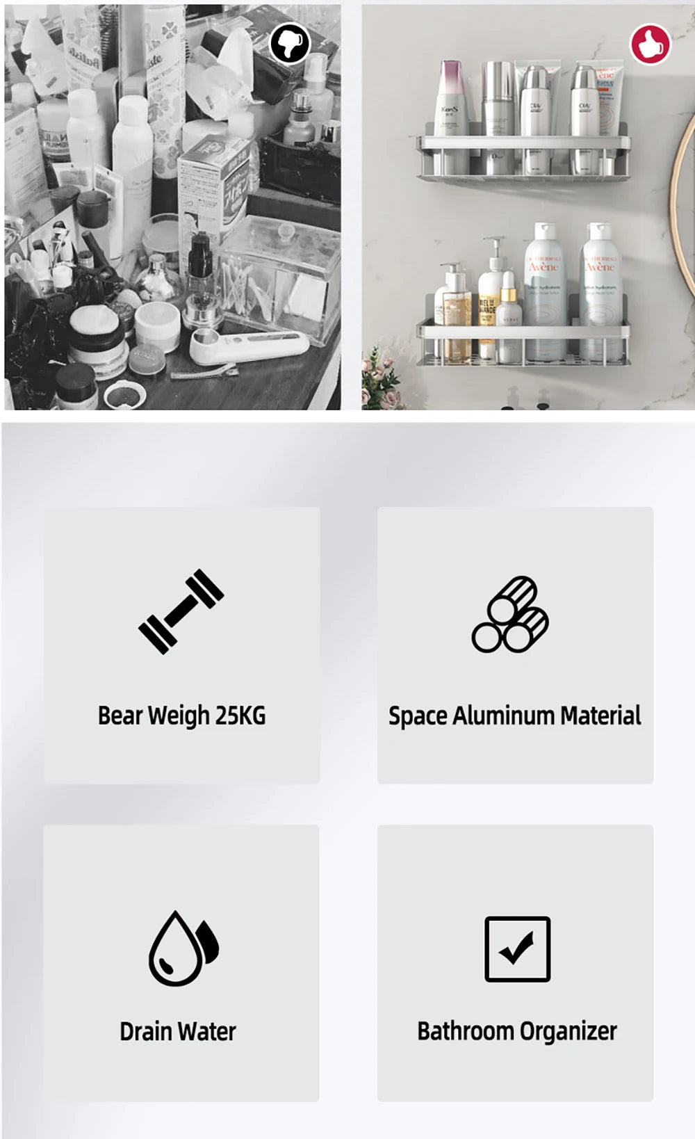 Wandbehang Ecke Rechteckiges Rack Badezimmer Regal Handtuchhalter Regale Wand Dusche Shampoo Rack Kein Bohrer Regal Stativ