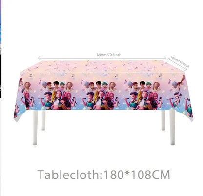 Kpop Demon Hunters Birthday Decorations Kpop Demon Hunter Birthday Theme Party Favors Supplies Plates Cup Balloons Backdrop Gift