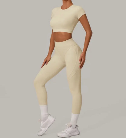 Seamless Yoga Sets Sports Fitness High Waist Hip Lift Tight Breathable Tracksuit Workout Clothing Gym Leggings Suit for Women