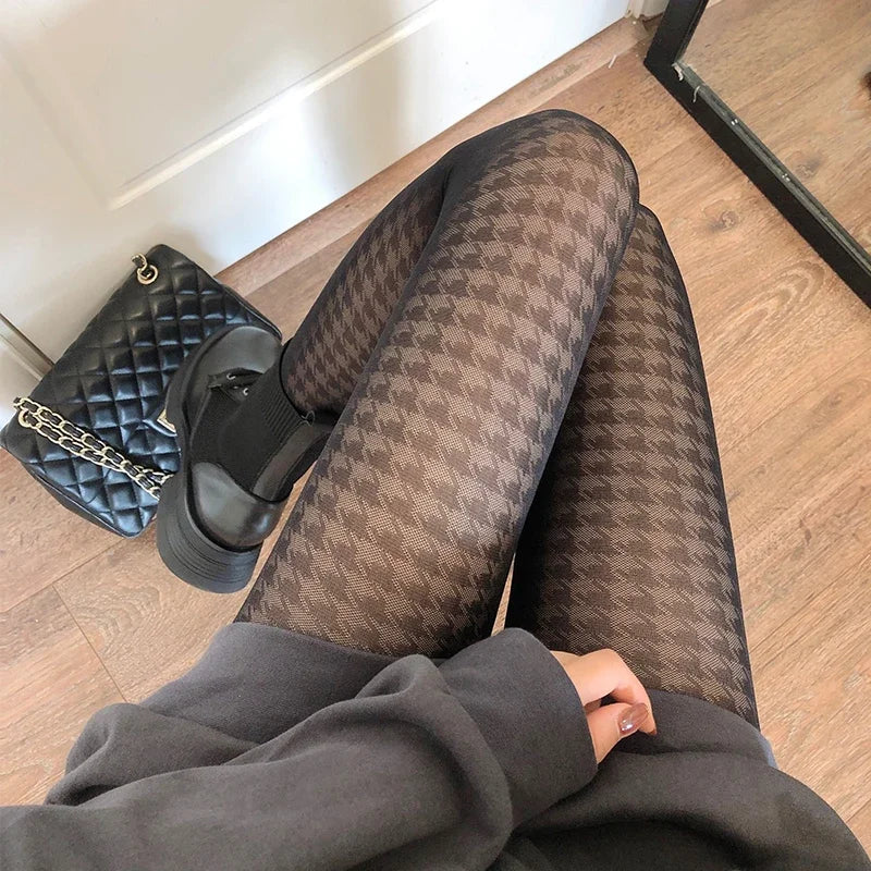 Fashion New Women Tights Japanese Style Thin Black Pantyhose Thigh High Stockings Print Punk Club Night Party Fishnet Sexy Tight.