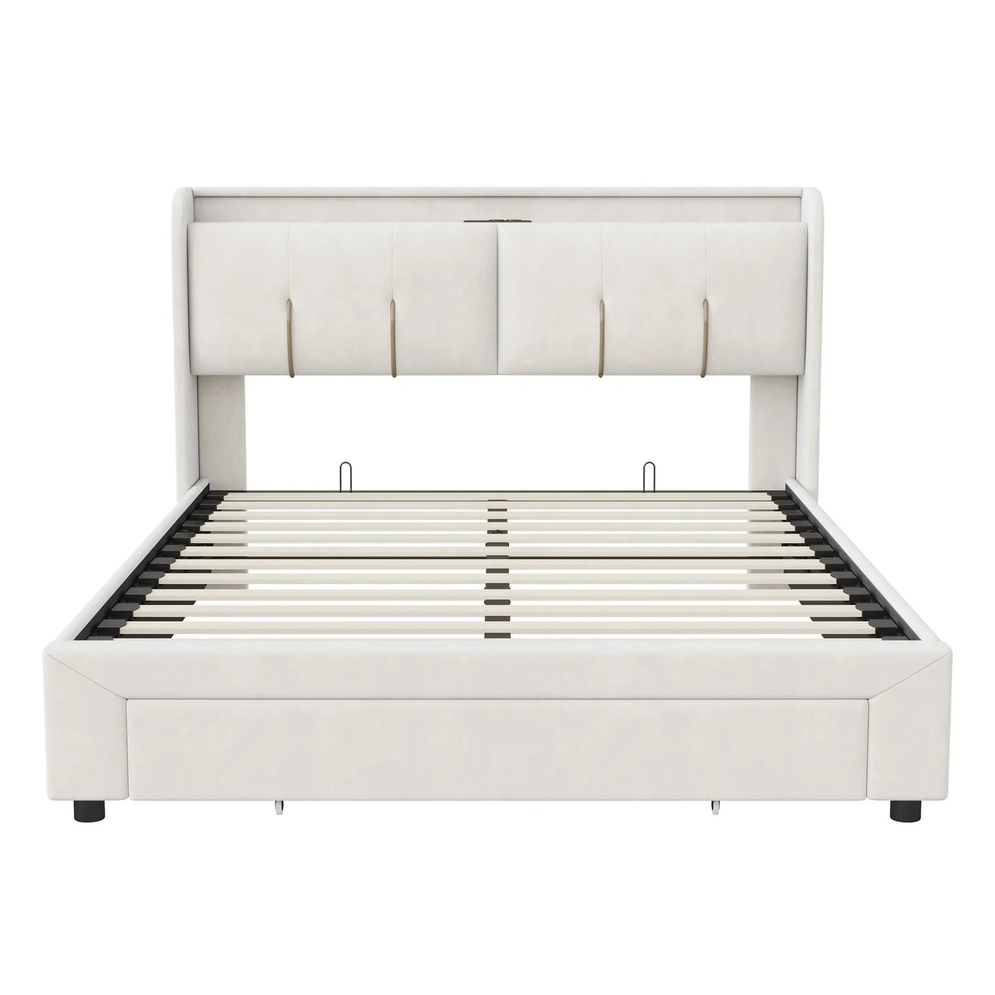 Lazy space Samt gepolsterter Bett rahmen mit RGB-Licht, USB-Anschluss Kopfteil, hydraulische Aufbewahrung sbett box, Doppelbett 140/x cm