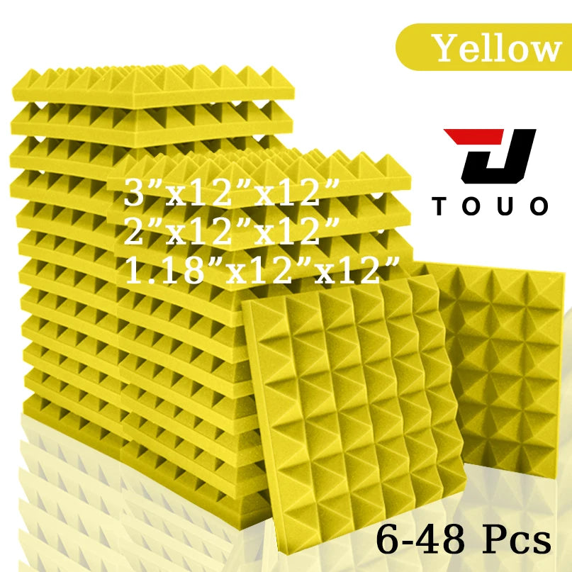 TOUO Acoustic Foam 6-48 Pcs Sound Proof Wall Panels High Density Studio Sound Absorbing Material Acoustic Foam Home Decoration